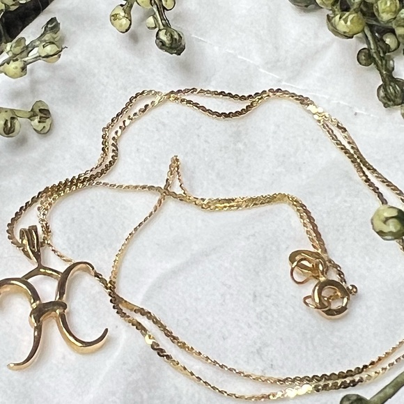 14K “H” Initial Necklace, Solid Gold - Picture 6 of 6